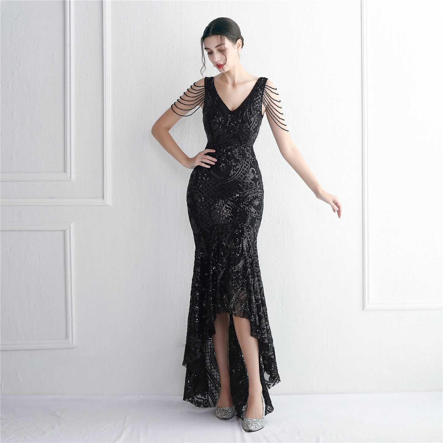 ROBE DE SOIRÉE QUEUE DE POISSON À SEQUINS
