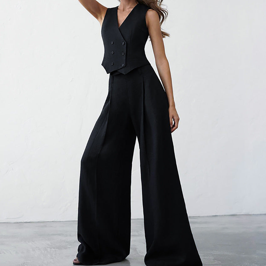 ENSEMBLE GILET&PANTALON LARGE COTON