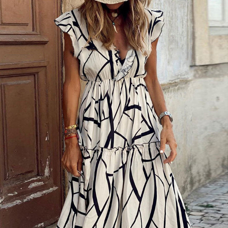 ROBE LONGUE BLANCHE IMPRIMEE