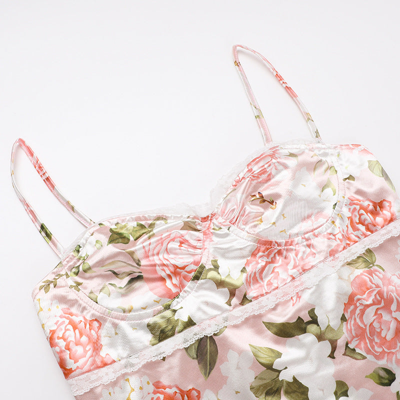 ROBE BUSTIER LONGUE IMPRIMÉE FLORAL