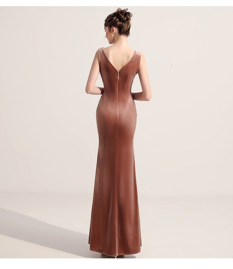 ROBE DE SOIRÉE VELOURS TAILLE PERLÉE