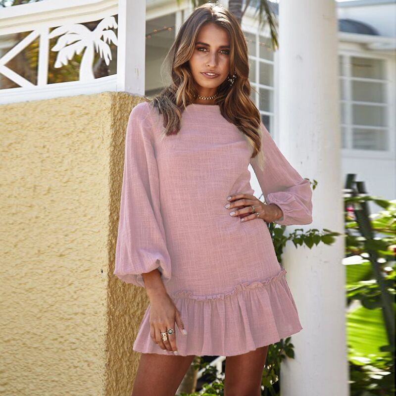 ROBE DÉCONTRACTÉE COURTE À MANCHES LONGUES