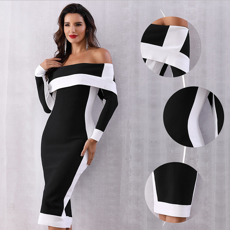 ROBE MOULANTE MI-LONGUE EPAULES OUVERTES