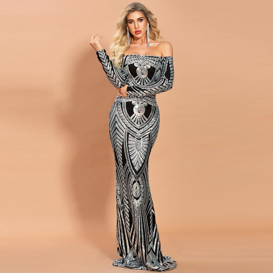 ROBE DE SOIRÉE SIRÈNE À SEQUINS