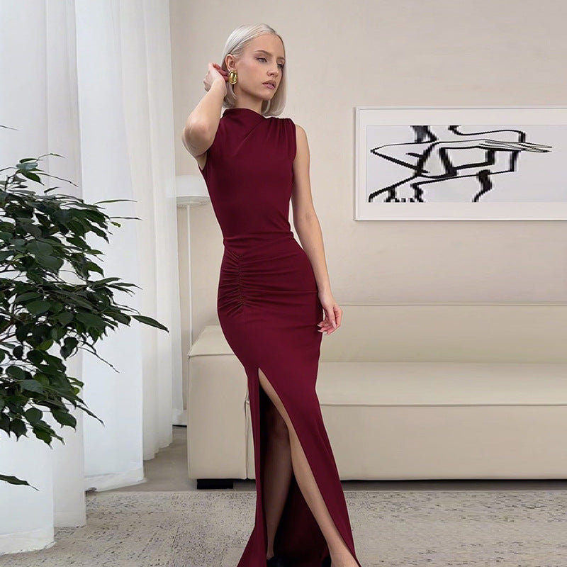 ROBE LONGUE FENDU PLISSÉE