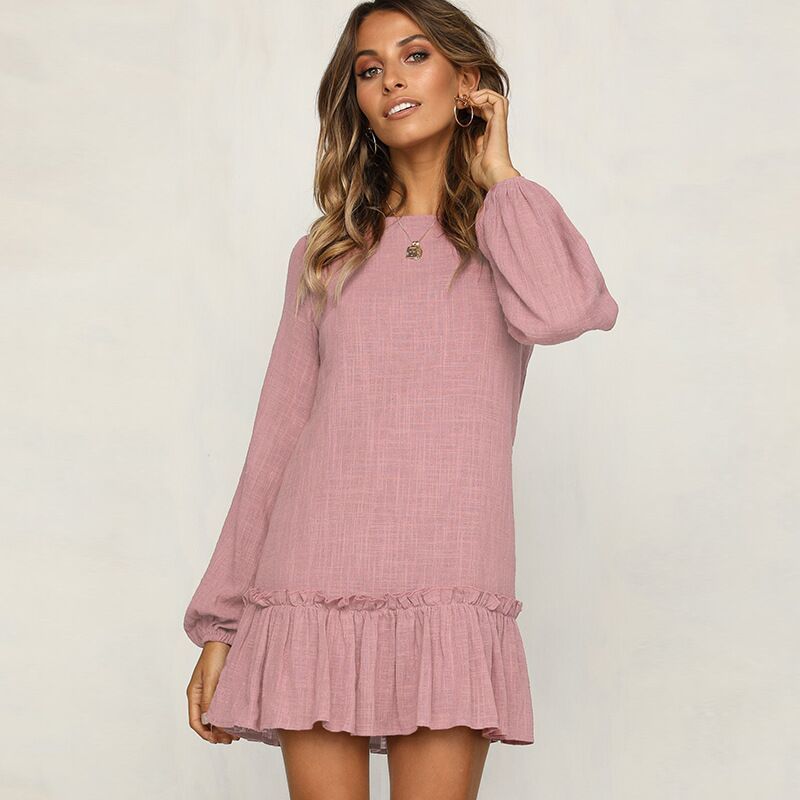 ROBE DÉCONTRACTÉE COURTE À MANCHES LONGUES
