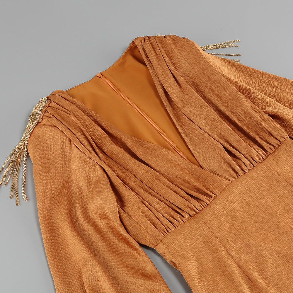 ROBE DE SOIRÉE LONGUE MANCHES LANTERNE