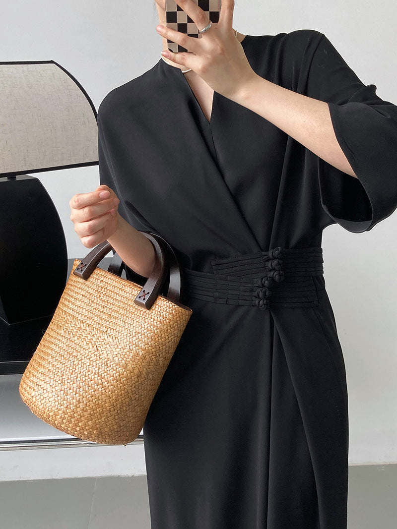 ROBE DÉCONTRACTÉE LONGUE CEINTURE INTÉGRÉE