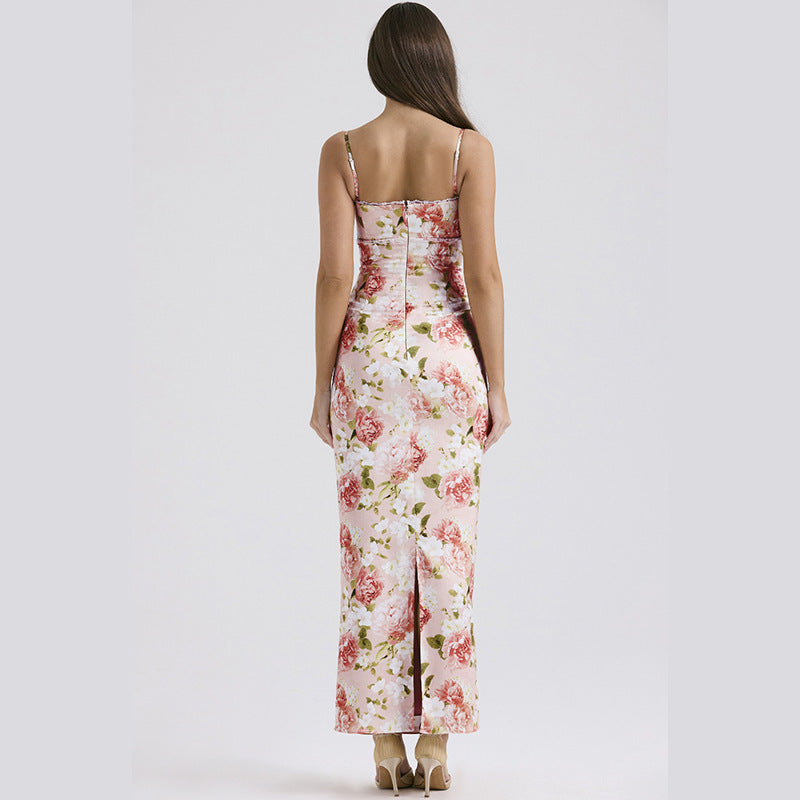 ROBE BUSTIER LONGUE IMPRIMÉE FLORAL