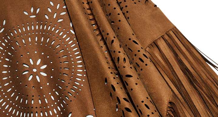 PONCHO À FRANGES EN DAIM
