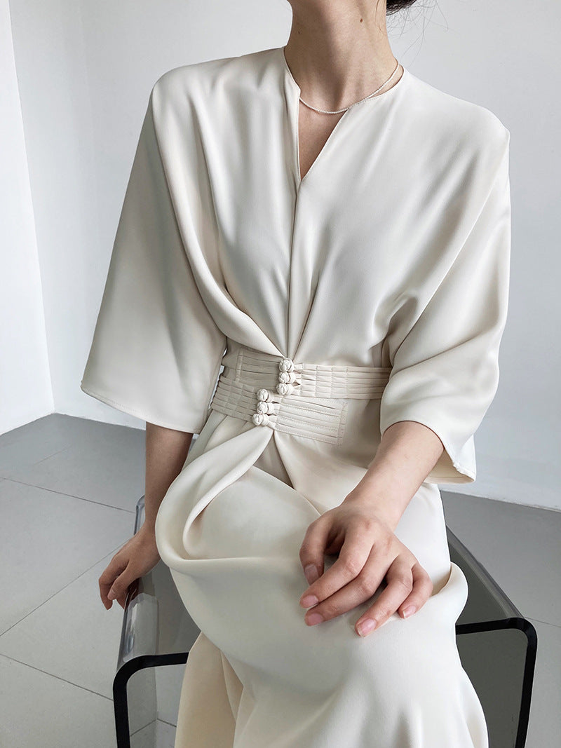 ROBE DÉCONTRACTÉE LONGUE CEINTURE INTÉGRÉE