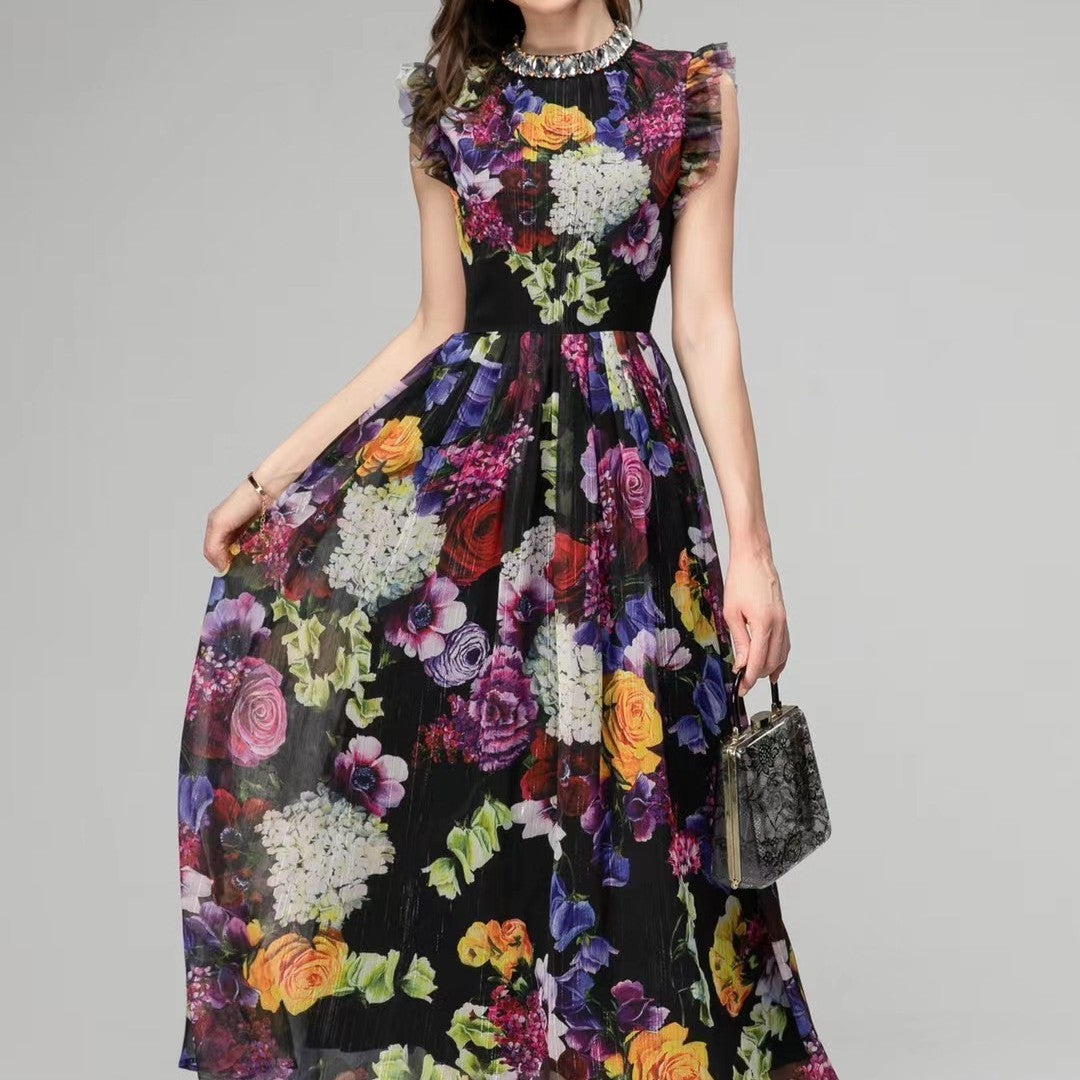 ROBE LONGUE À MOTIF FLEURI