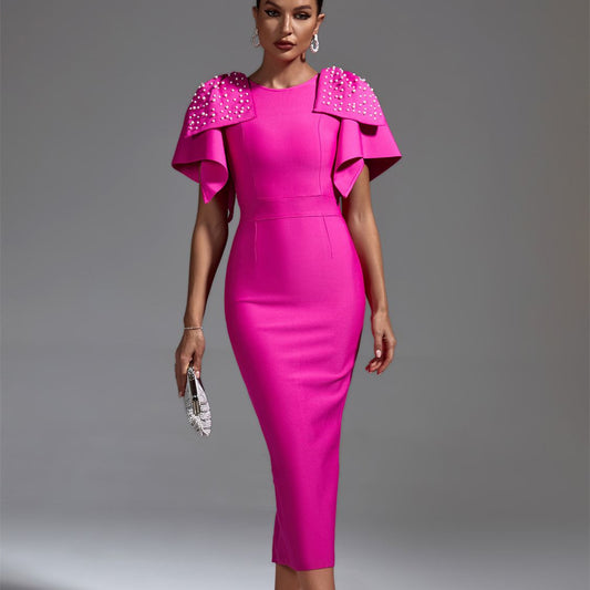 ROBE MOULANTE LONGUE EPAULES PAPILLON