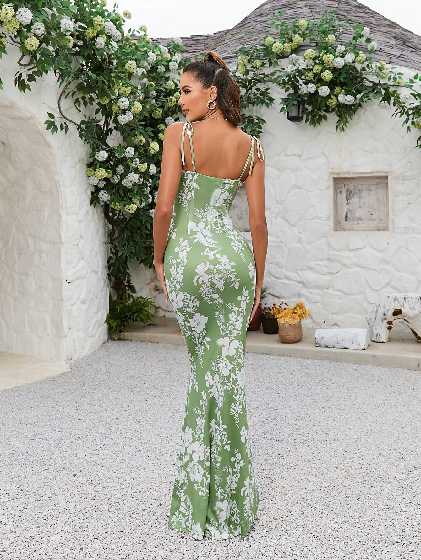 ROBE LONGUE D'ÉTÉ IMPRIMÉE À BRETELLES