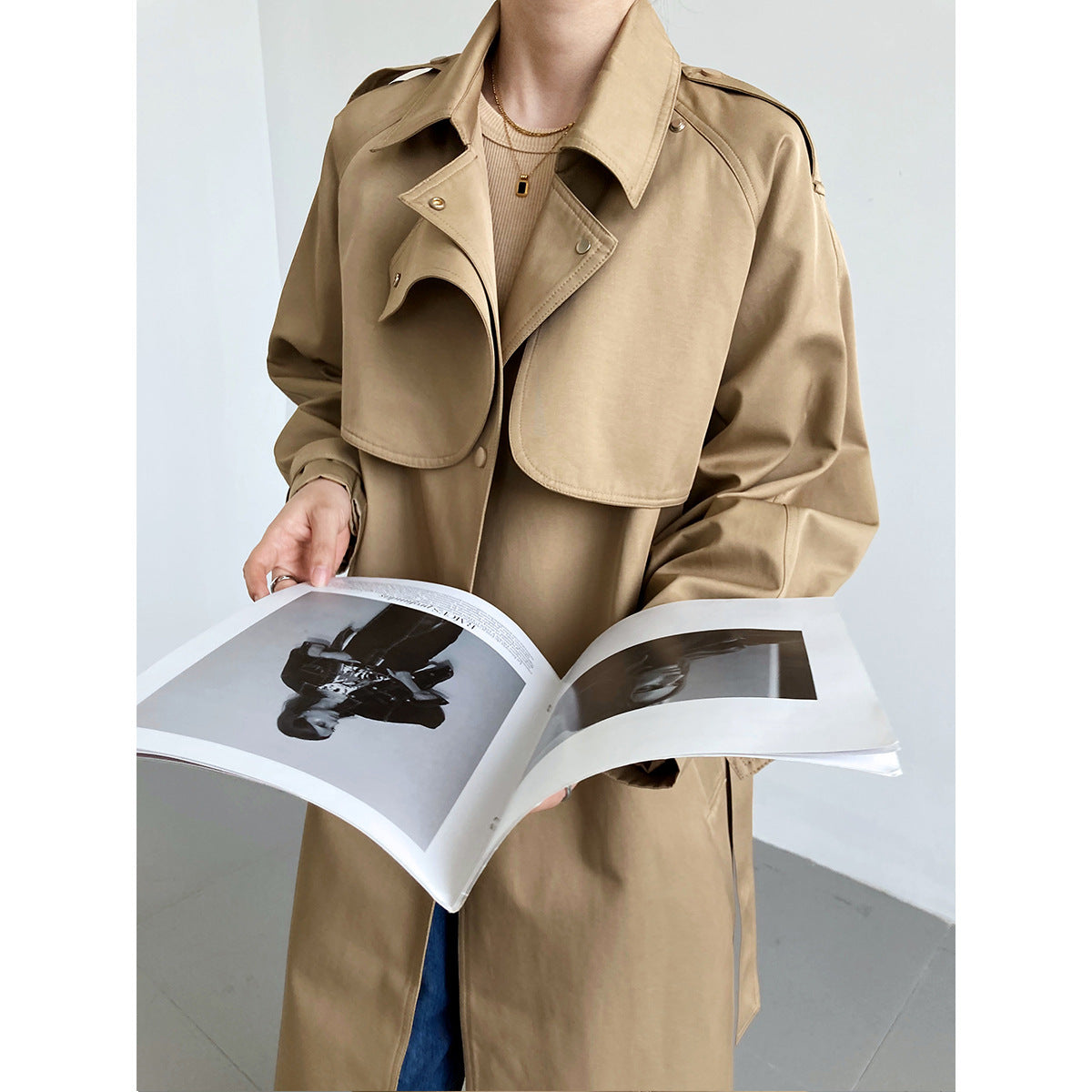TRENCH COAT MI-LONG COL REVERS