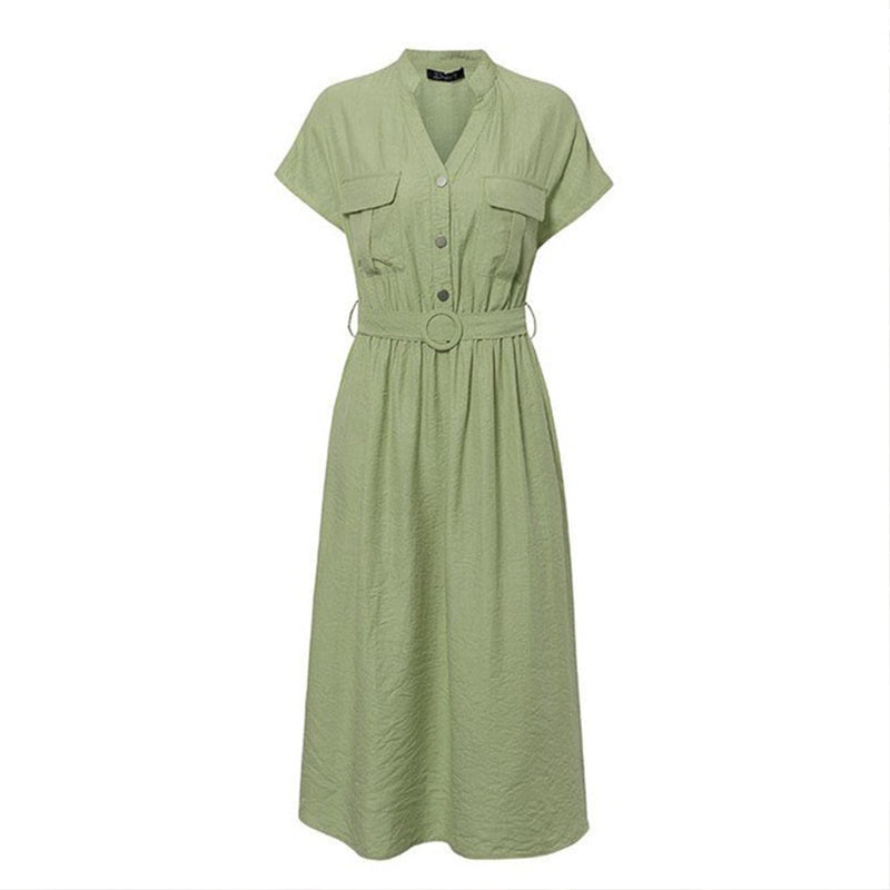 ROBE DÉCONTRACTÉE MI-LONGUE AVEC CEINTURE