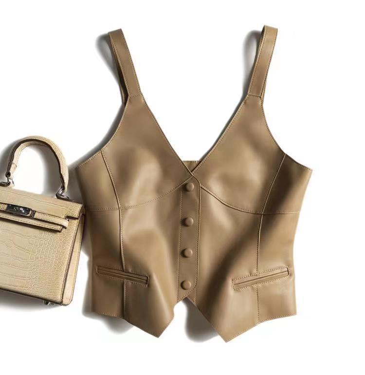 GILET CUIR SANS MANCHES