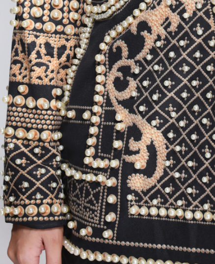 BLAZER NOIR ORNÉ DE PERLES