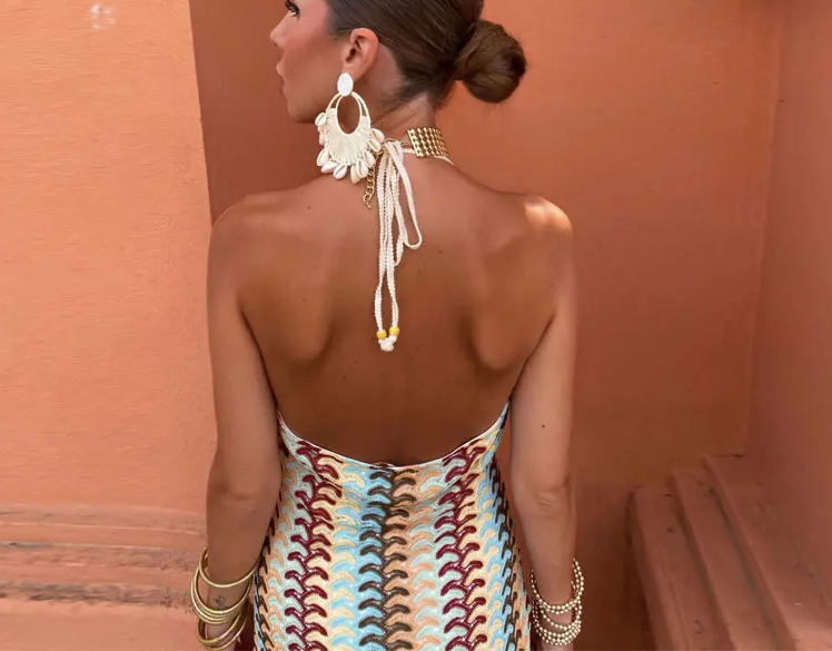 ROBE D'ÉTÉ TRICOT À MOTIFS MULTICOLOR