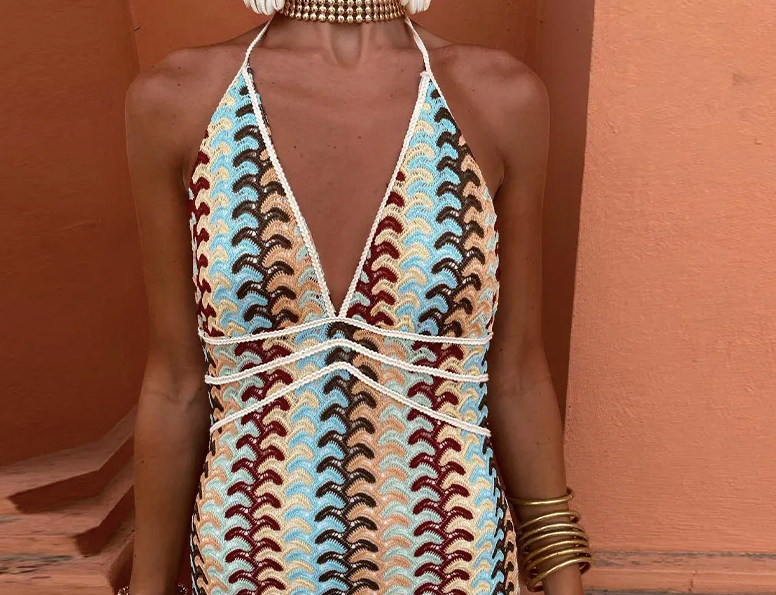 ROBE D'ÉTÉ TRICOT À MOTIFS MULTICOLOR