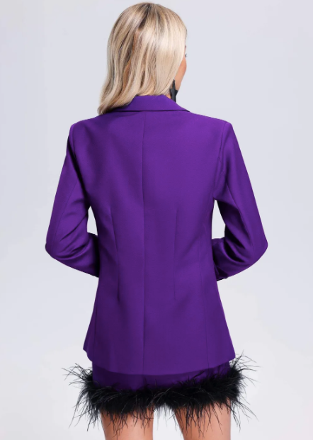 ENSEMBLE BLAZER & MINI JUPE À PLUME - VIOLET
