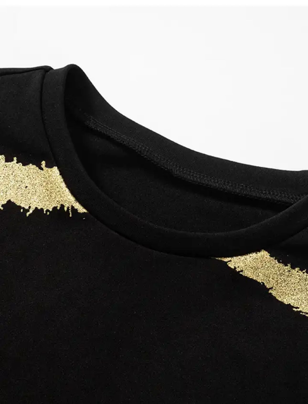 ROBE MINI NOIRE MANCHES LONGUES IMPRIMÉE GOLD
