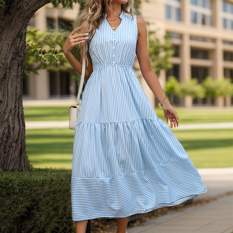 ROBE DÉCONTRACTÉE À RAYURES & TAILLE ÉLASTIQUE