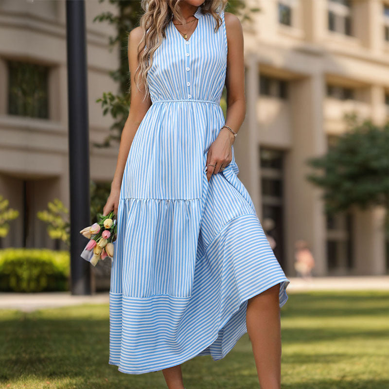 ROBE DÉCONTRACTÉE À RAYURES & TAILLE ÉLASTIQUE