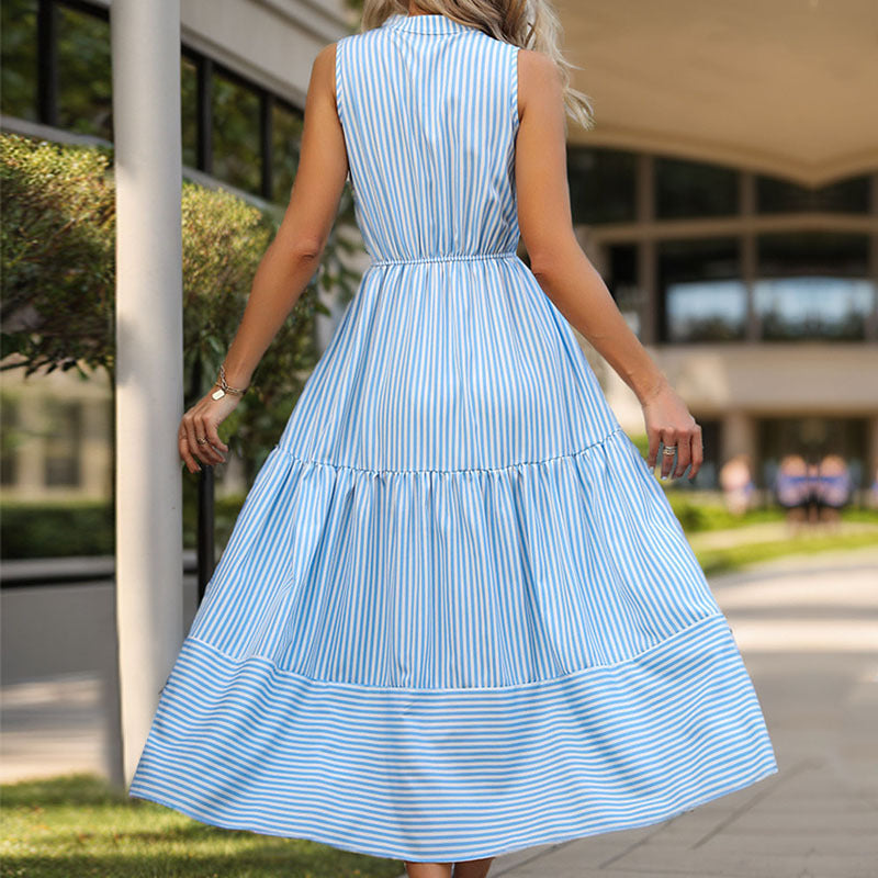 ROBE DÉCONTRACTÉE À RAYURES & TAILLE ÉLASTIQUE