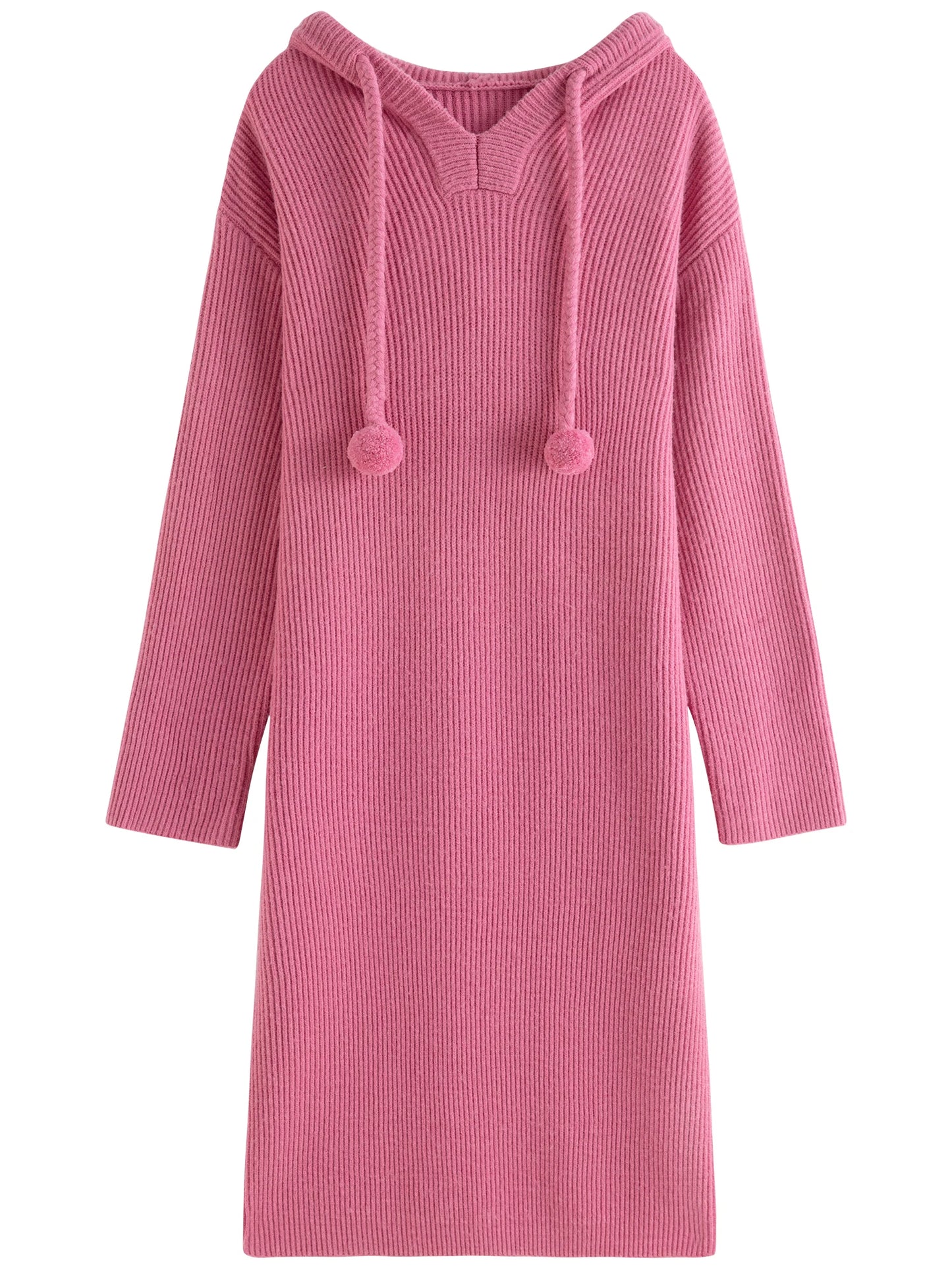 ROBE PULL À LACETS AVEC POMPON ET CAPUCHE