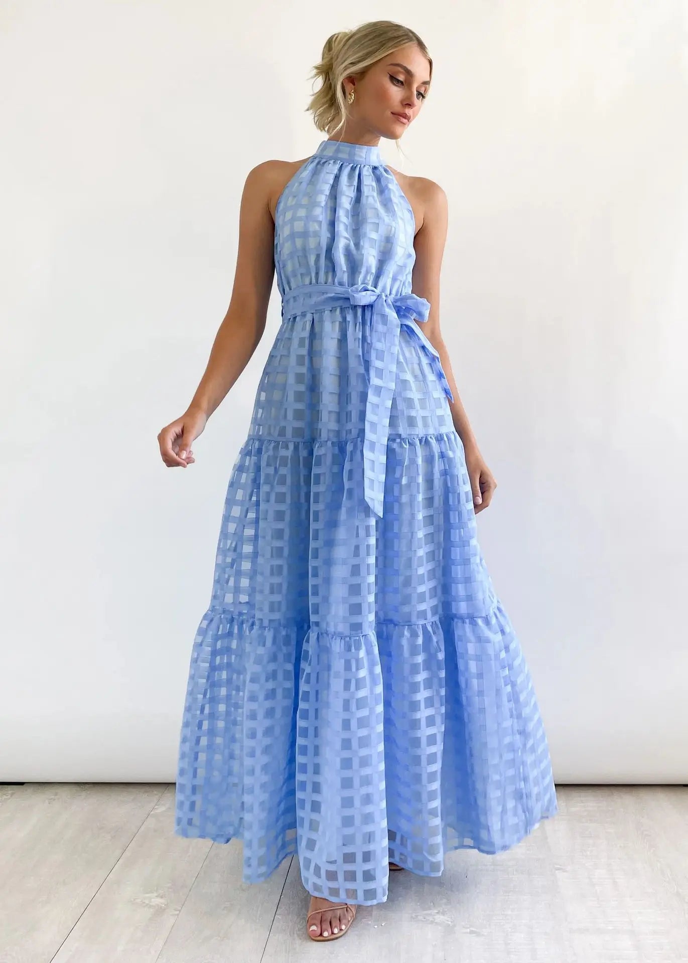 ROBE D'ÉTÉ BOHÈME MOTIF CARREAUX