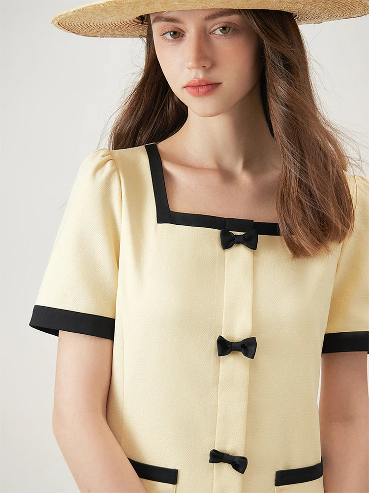 ROBE DÉCONTRACTÉE STYLE FRANÇAIS BICOLORE