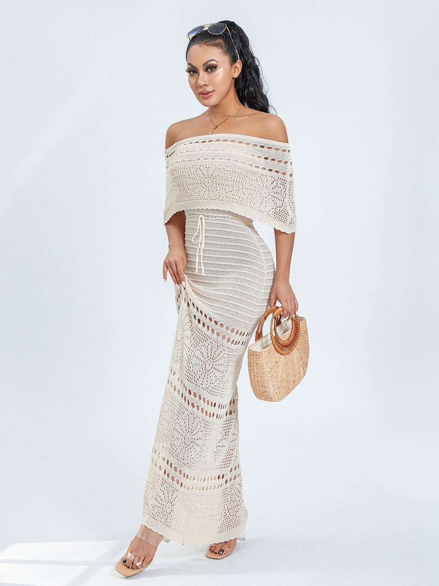 ROBE CROCHET LONGUE COL BARDOT
