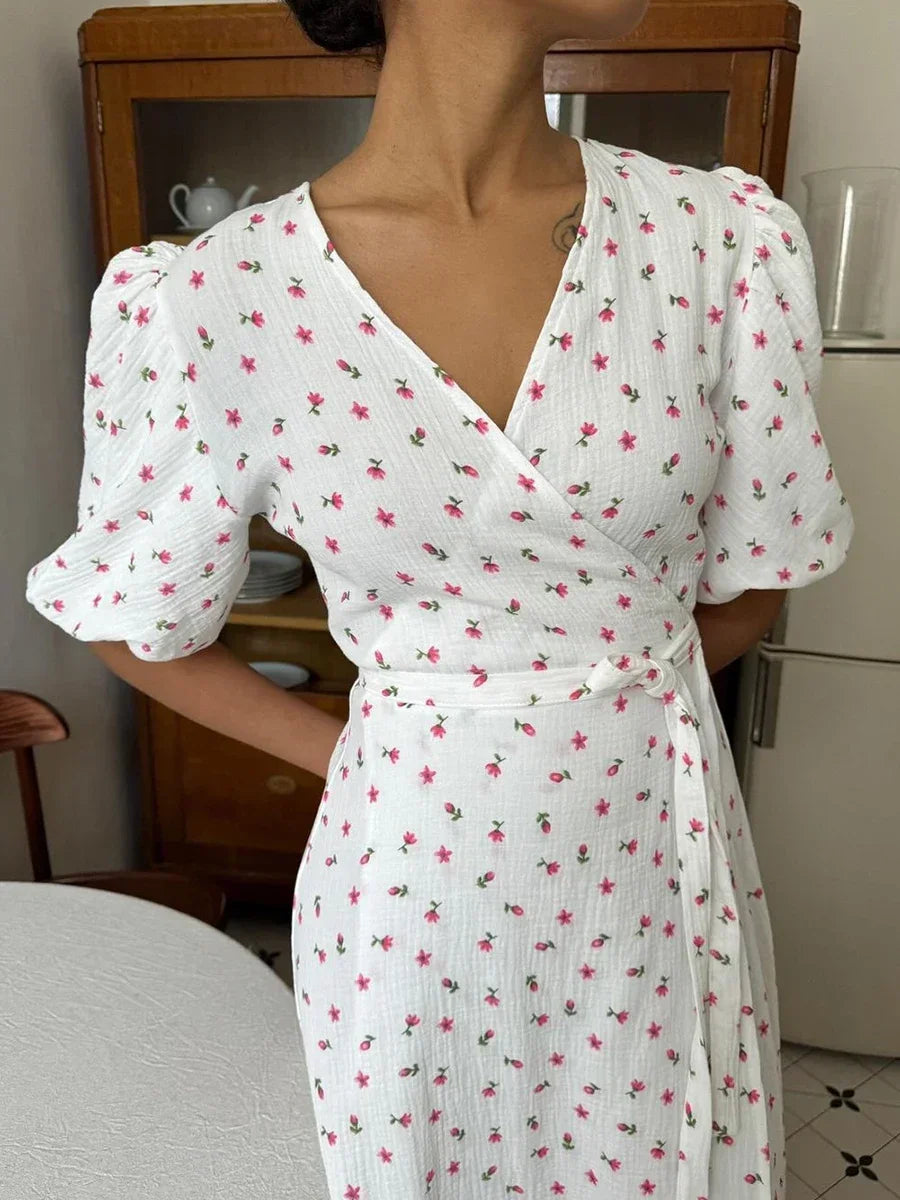 ROBE PORTEFEUILLE FLORAL EN COTON