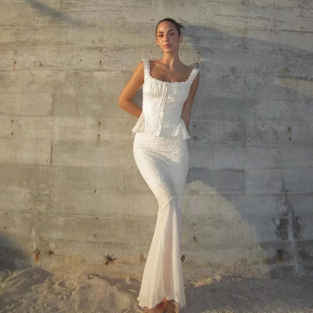 ENSEMBLE TOP & JUPE LONGUE EN DENTELLE