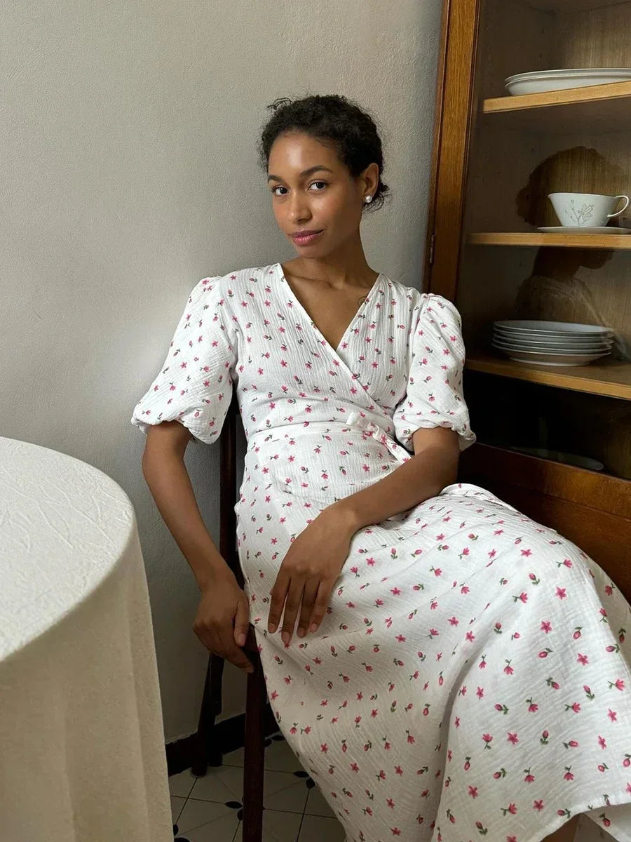 ROBE PORTEFEUILLE FLORAL EN COTON