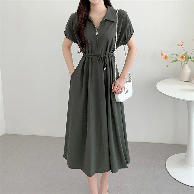 ROBE BOHÈME MI-LONGUE À LACET