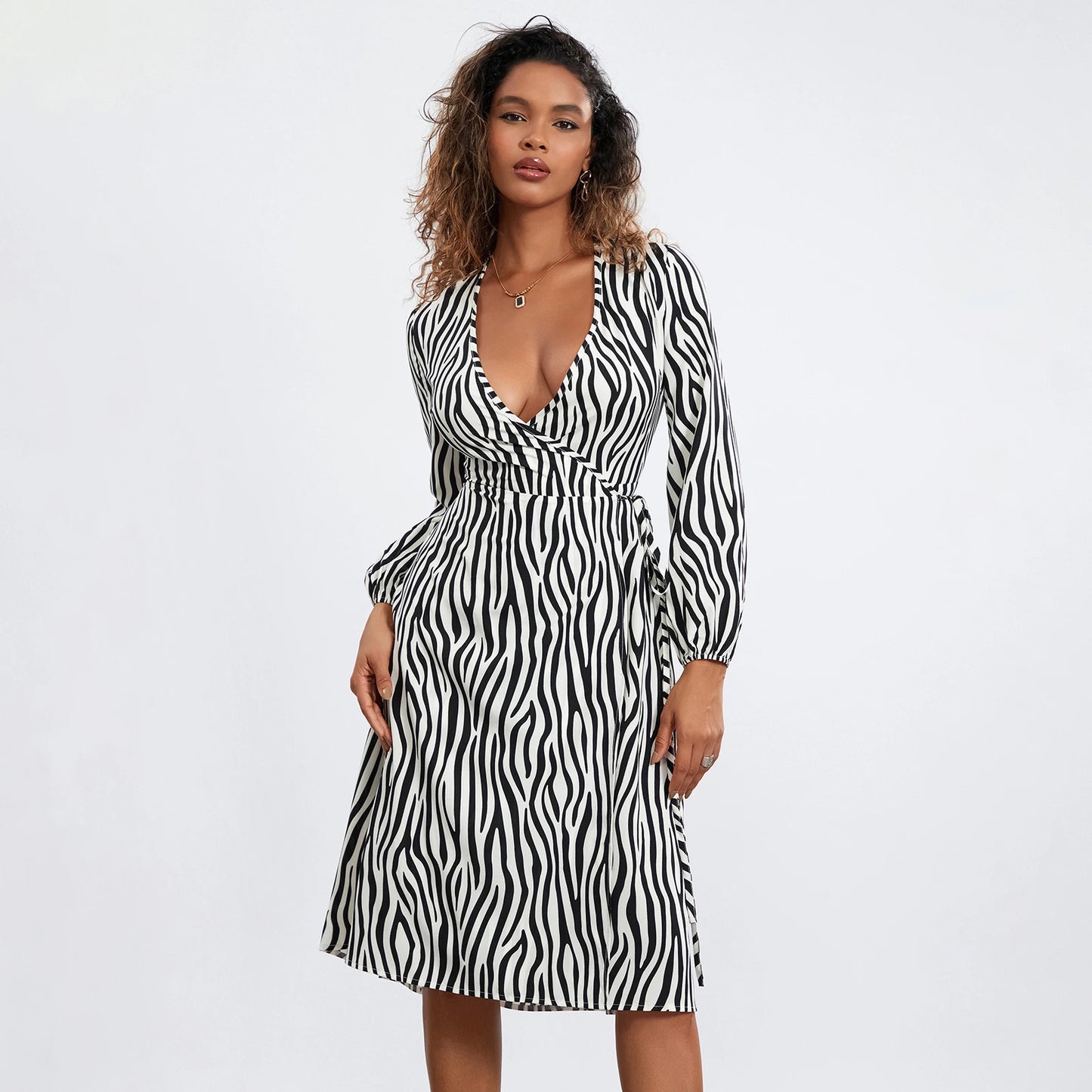 ROBE PORTEFEUILLE MOTIF ZÈBRE