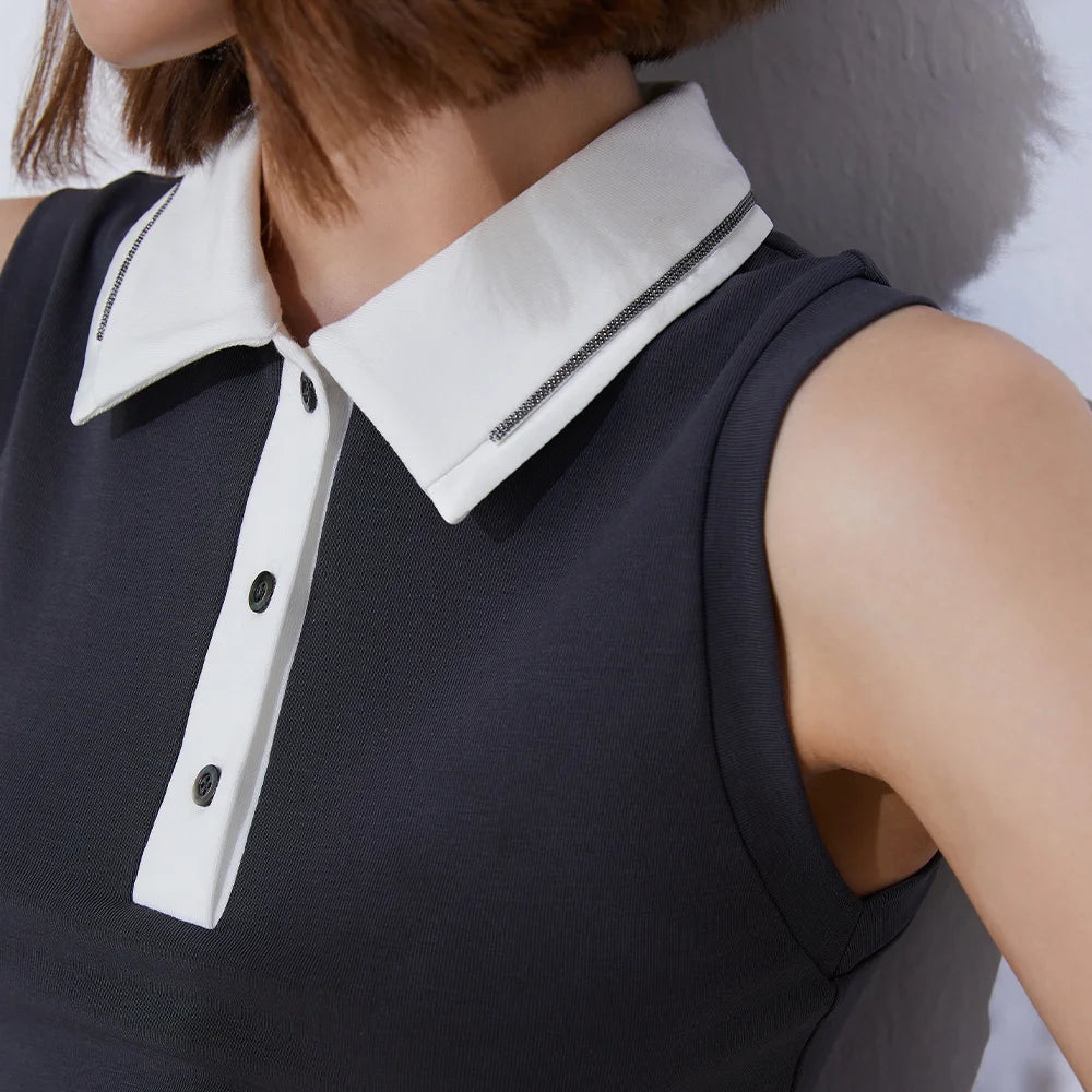 T-SHIRT BICOLORE COL POLO HAUTE QUALITÉ