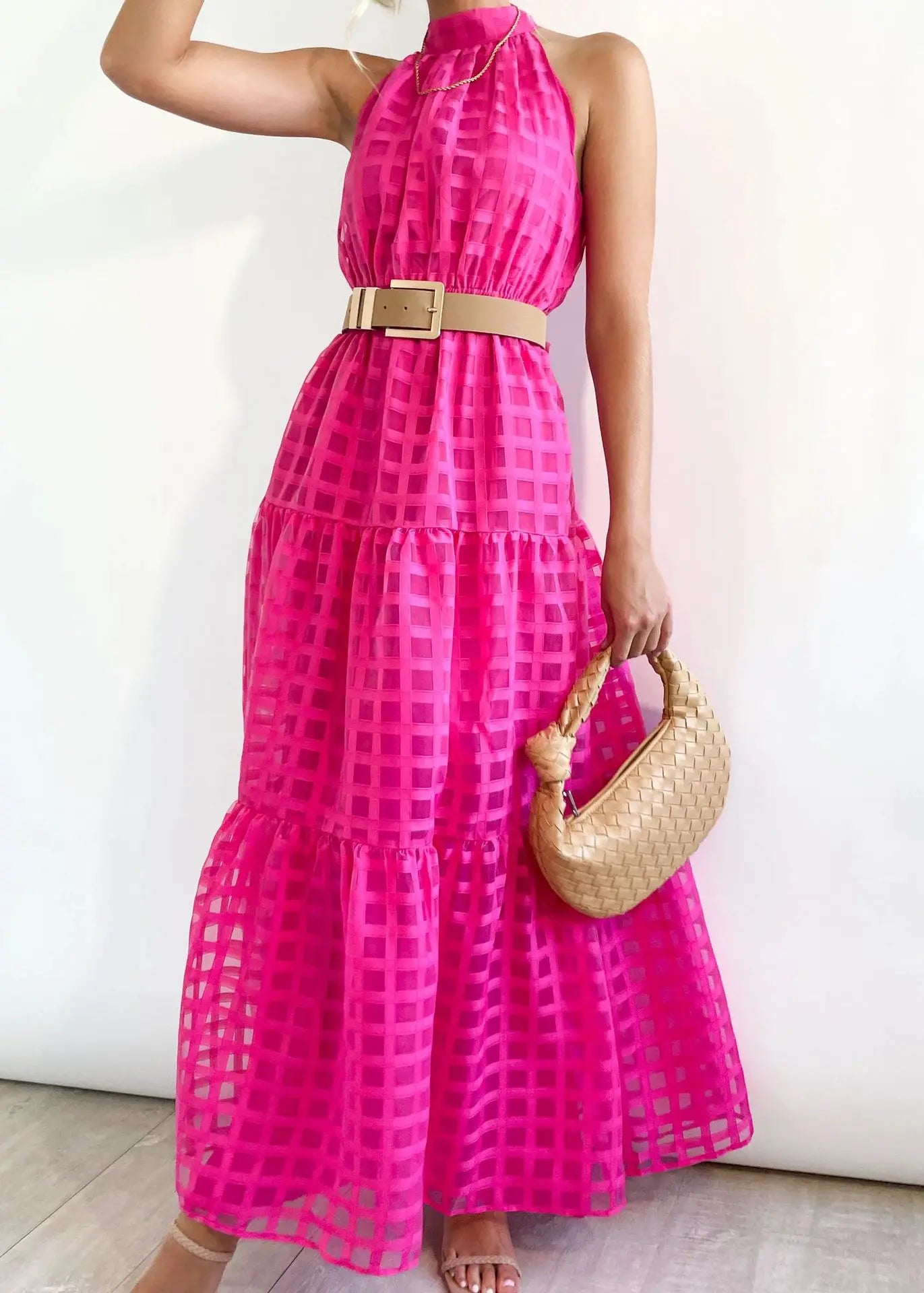 ROBE D'ÉTÉ BOHÈME MOTIF CARREAUX