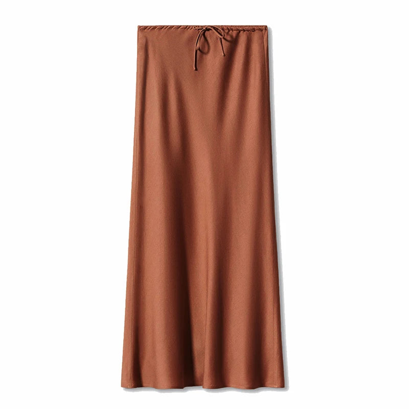 JUPE CLOCHE LONGUE EN SATIN