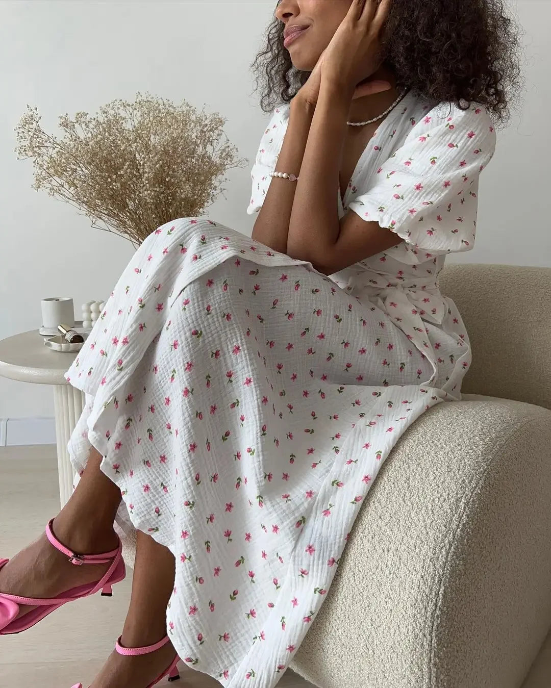 ROBE PORTEFEUILLE FLORAL EN COTON