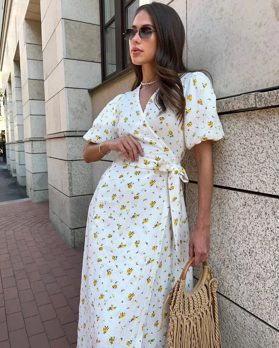 ROBE PORTEFEUILLE FLORAL EN COTON