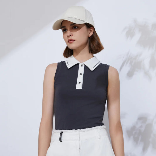 T-SHIRT BICOLORE COL POLO HAUTE QUALITÉ