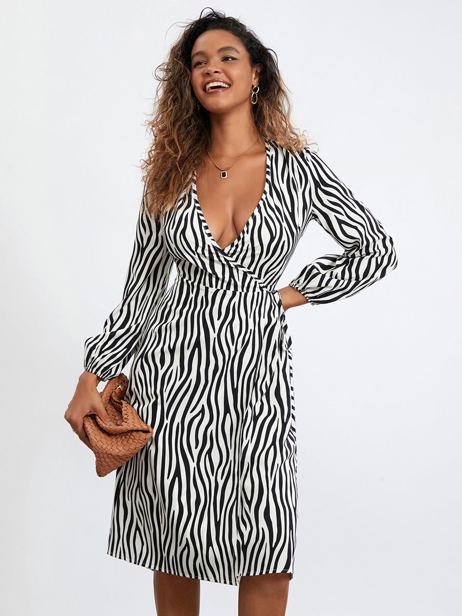 ROBE PORTEFEUILLE MOTIF ZÈBRE