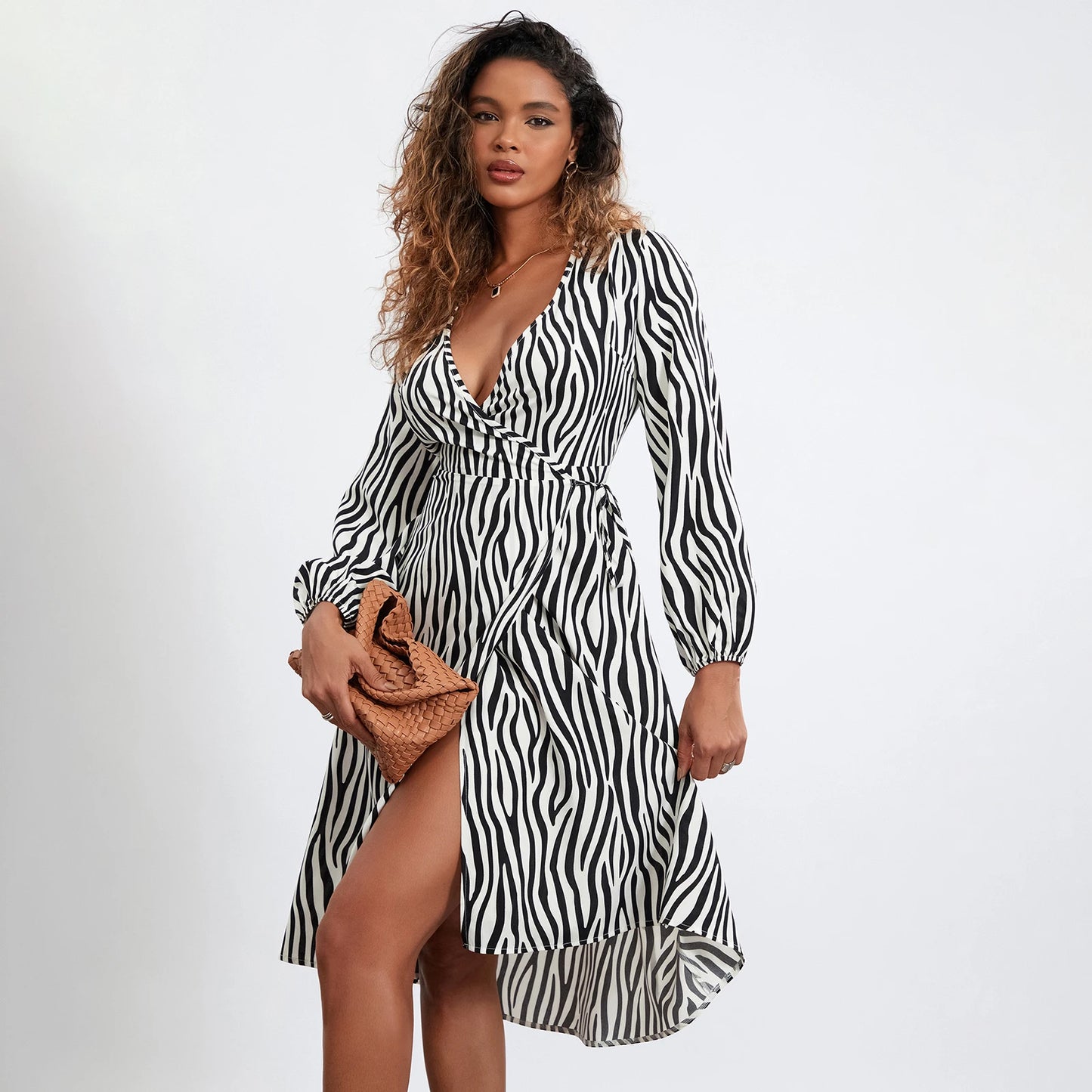 ROBE PORTEFEUILLE MOTIF ZÈBRE