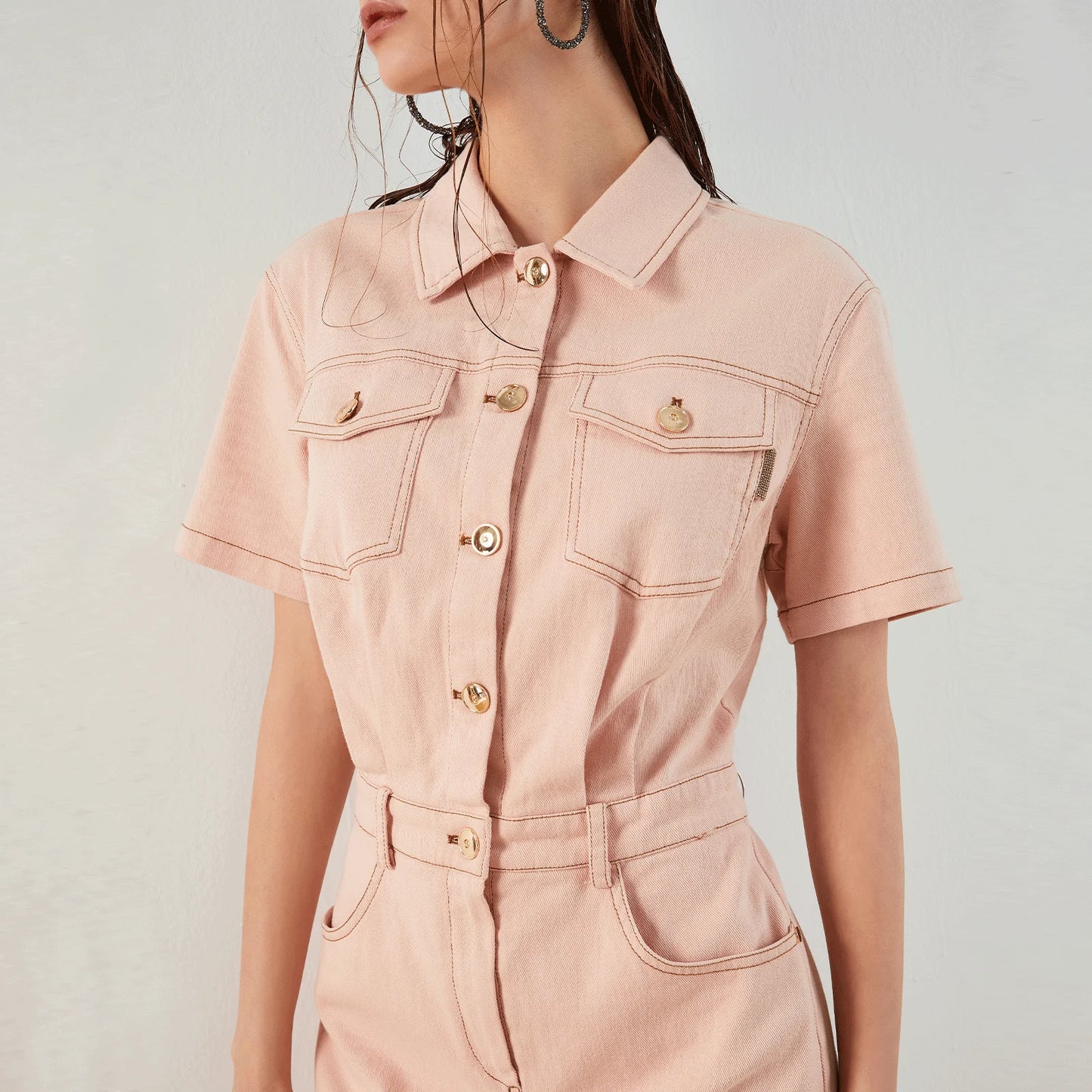 ROBE DÉCONTRACTÉE COURTE EN COTON BOUTONNÉE HAUTE QUALITÉ