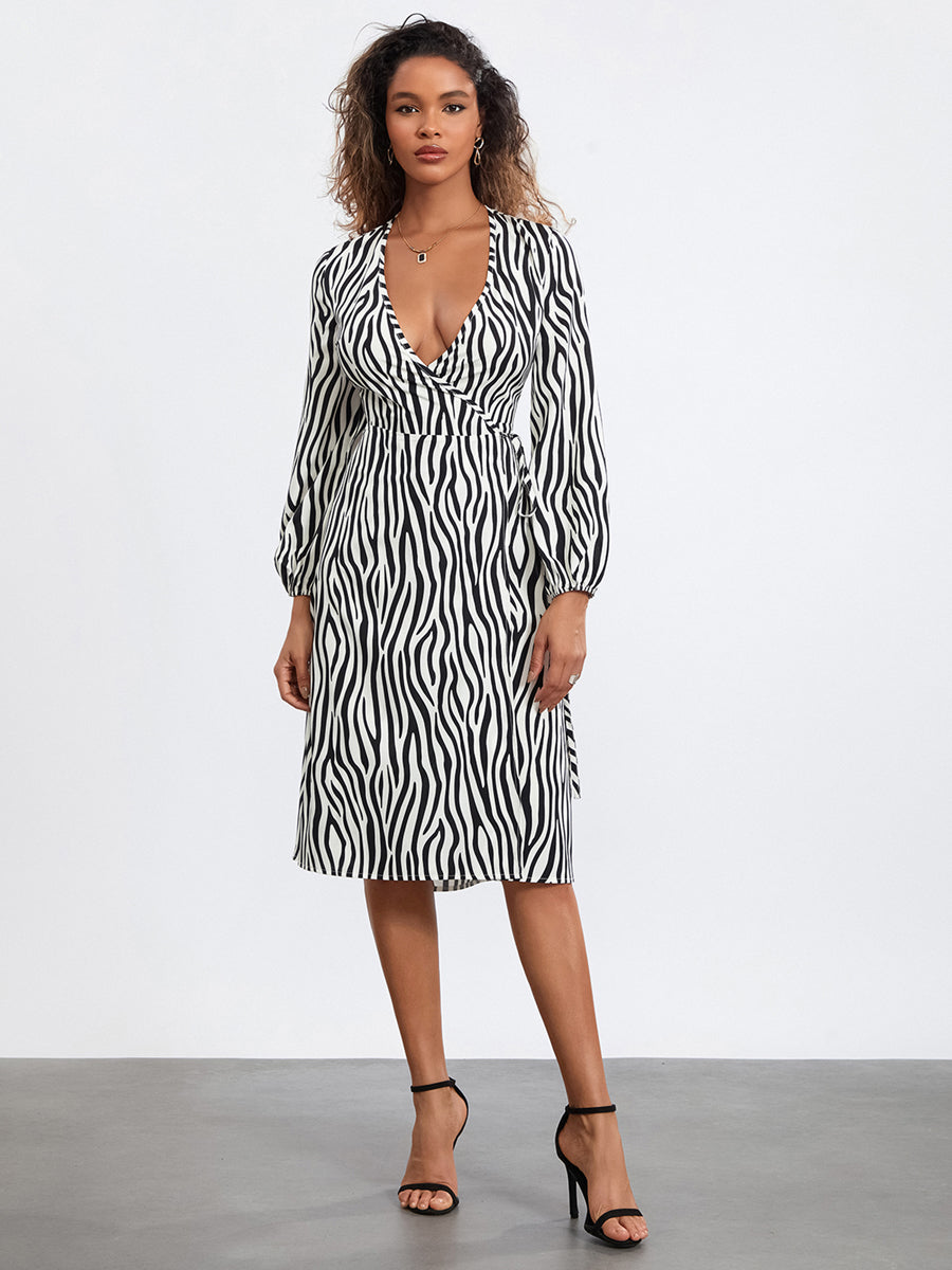 ROBE PORTEFEUILLE MOTIF ZÈBRE