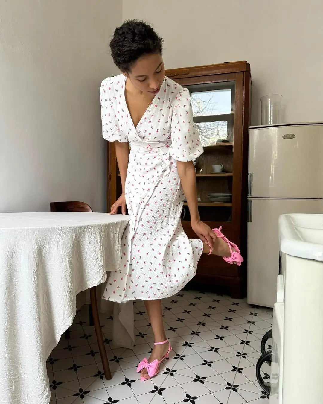 ROBE PORTEFEUILLE FLORAL EN COTON
