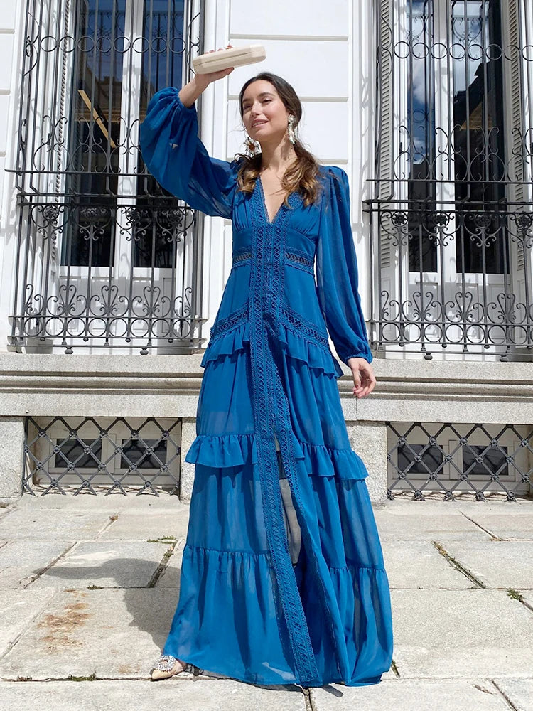 ROBE LONGUE BOHÈME À VOLANT